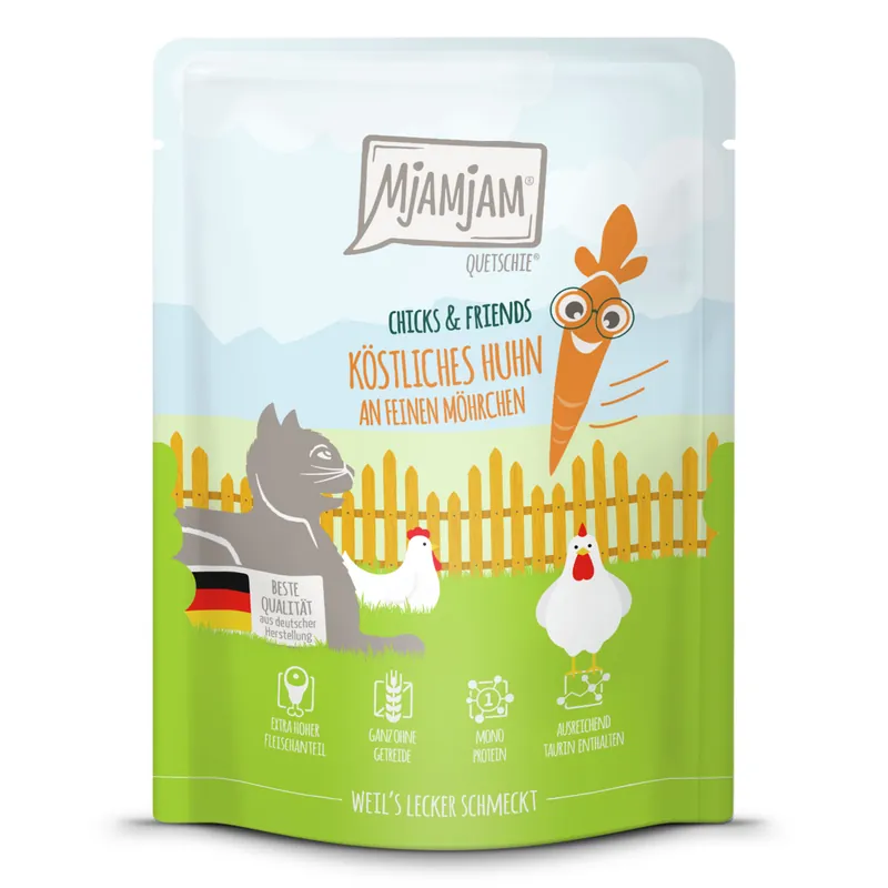 Highlight MJAMJAM Pouchbeutel Chicks & Friends Hühnchen mit Möhrchen 300 g